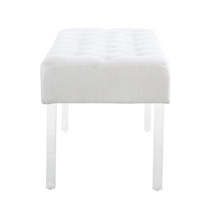 Linon Jordan White Crystal Tufted Entryway Bench