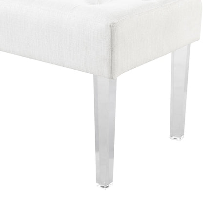 Linon Jordan White Crystal Tufted Entryway Bench