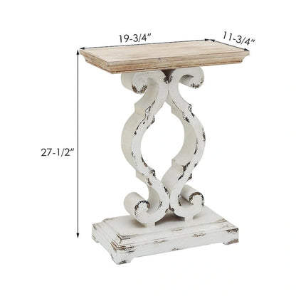 French Country Wood Rectangle End Table with Natural Wood Top