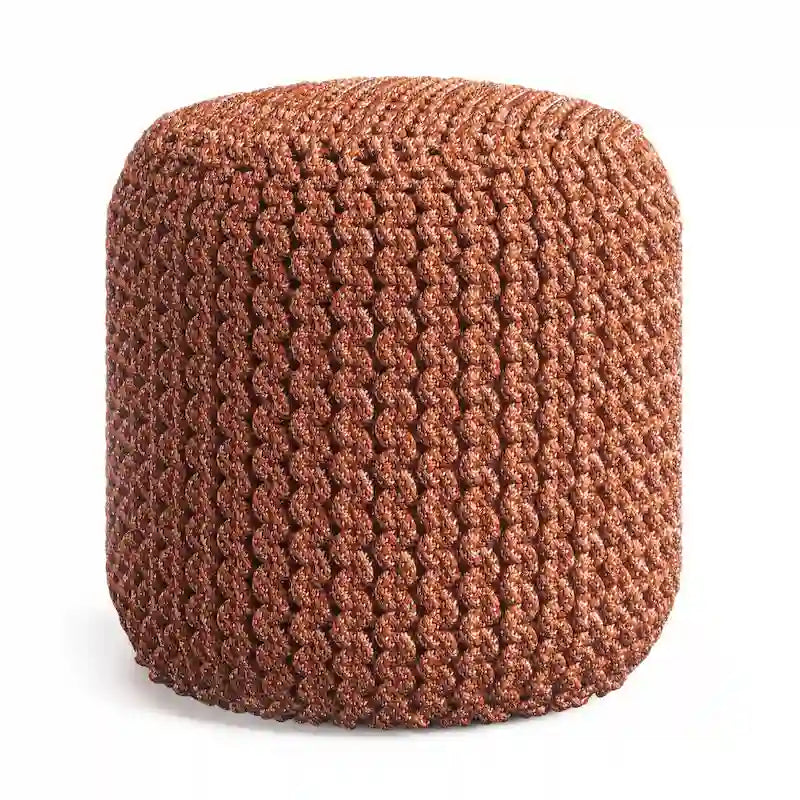 WYNDENHALL Allish Round Knitted Pouf in Orange Recycled PET Polyester