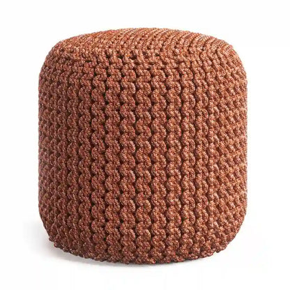 WYNDENHALL Allish Round Knitted Pouf in Orange Recycled PET Polyester
