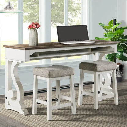 Drake Sofa Bar Table by Intercon, Two-Toned Rustic White and French Oak Finish