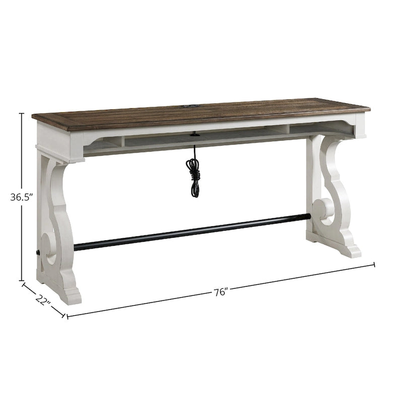 Drake Sofa Bar Table by Intercon, Two-Toned Rustic White and French Oak Finish