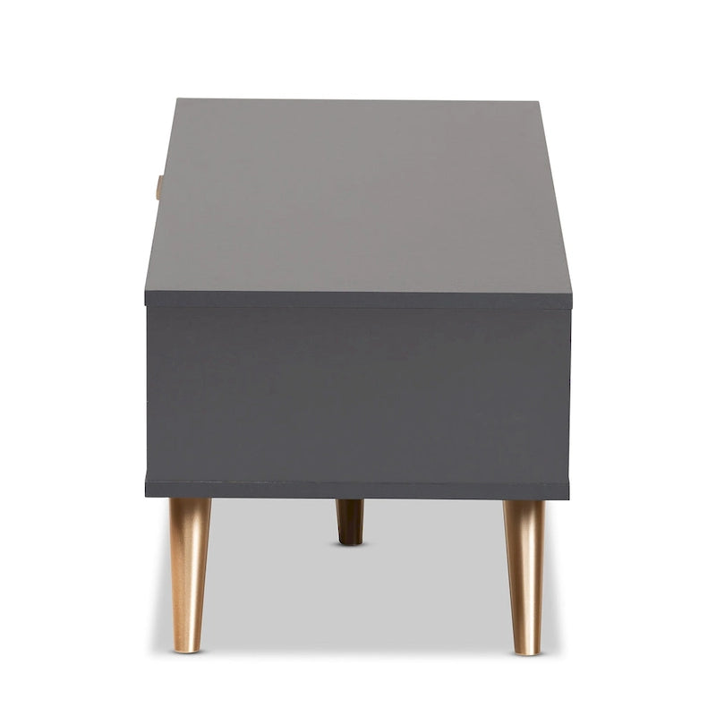 Kelson Modern Dark Grey and Gold Finished Wood Coffee Table