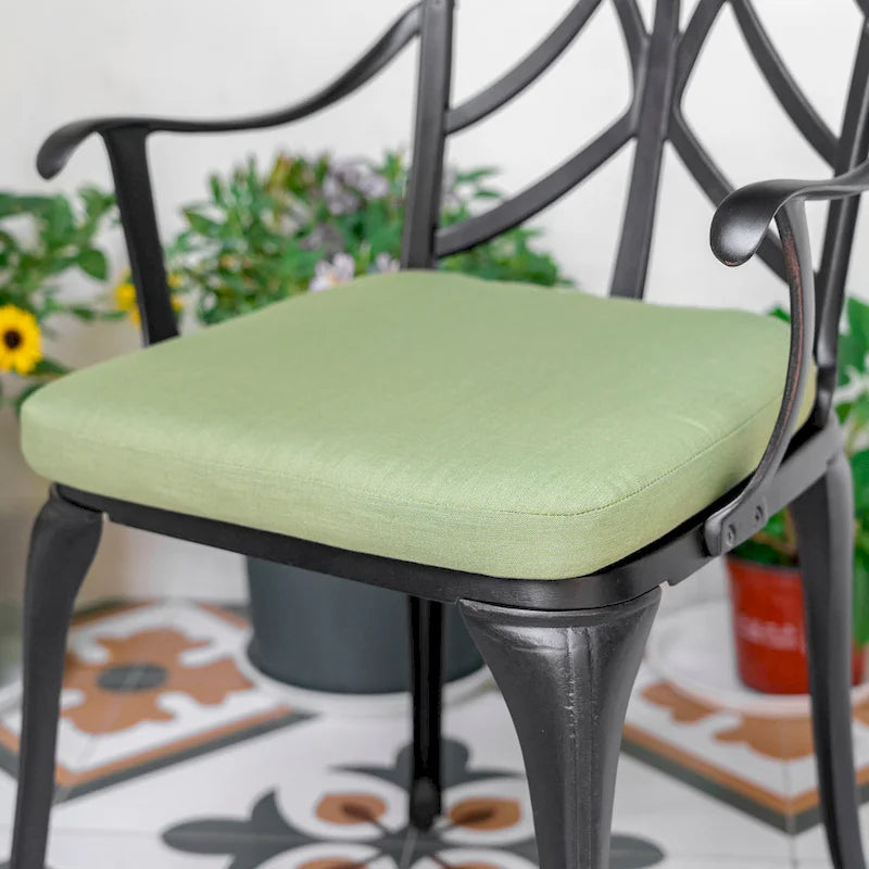 Set da 2 sedie da patio per esterni, in fusione di alluminio, nere con bordo verniciato color oro