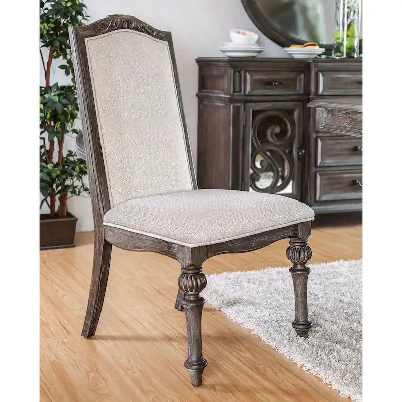 The Gray Barn Cornerways Formal High Back Carved Wood Dining Chairs (Set of 2)
