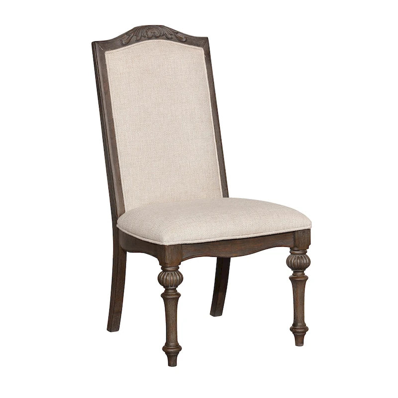 The Gray Barn Cornerways Formal High Back Carved Wood Dining Chairs (Set of 2)