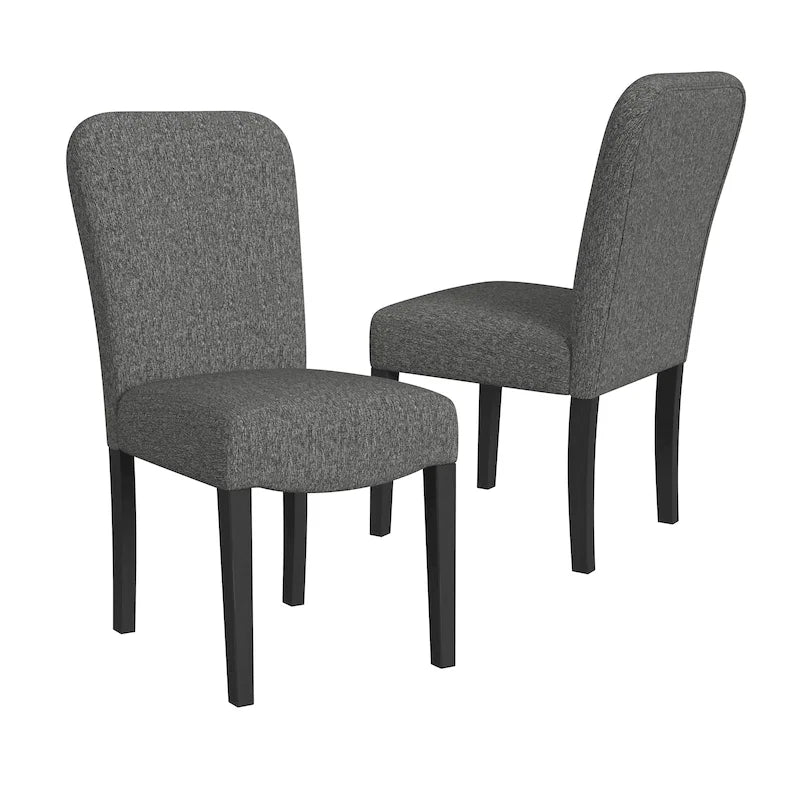 HomePop Rounded Back Upholstered Dining Chair-Black Woven (set of 2)