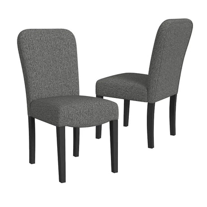 HomePop Rounded Back Upholstered Dining Chair-Black Woven (set of 2)