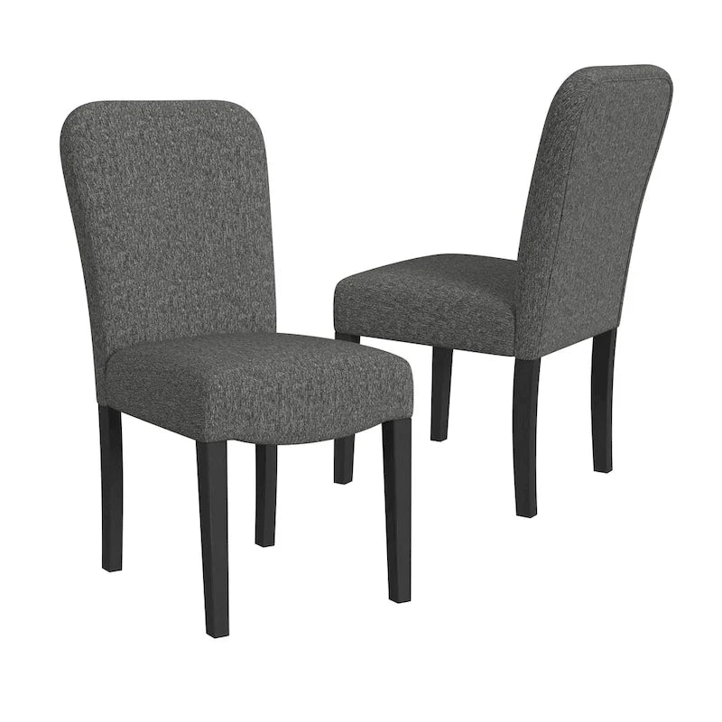 HomePop Rounded Back Upholstered Dining Chair-Black Woven (set of 2)