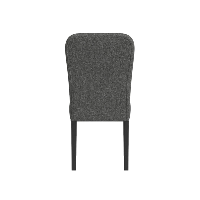 HomePop Rounded Back Upholstered Dining Chair-Black Woven (set of 2)