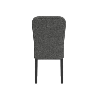 HomePop Rounded Back Upholstered Dining Chair-Black Woven (set of 2)