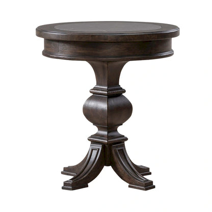 Paradise Valley Saddle Brown and Blue Stone Round Chairside Table