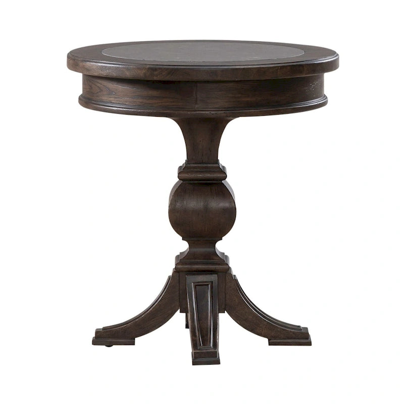 Paradise Valley Saddle Brown and Blue Stone Round Chairside Table