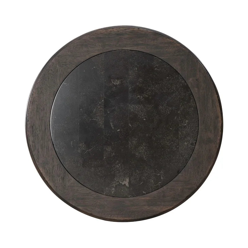 Paradise Valley Saddle Brown and Blue Stone Round Chairside Table