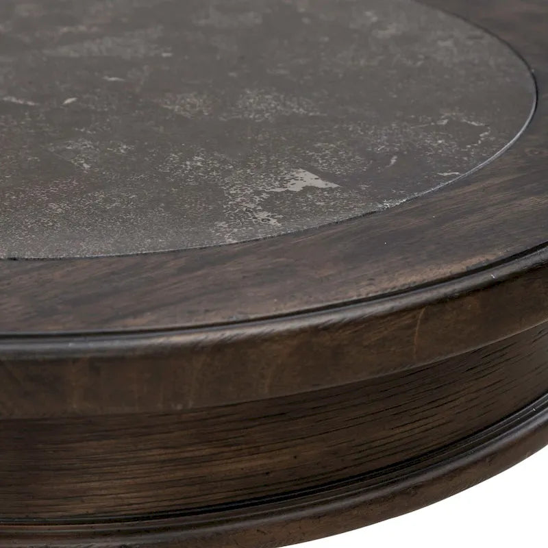 Paradise Valley Saddle Brown and Blue Stone Round Chairside Table