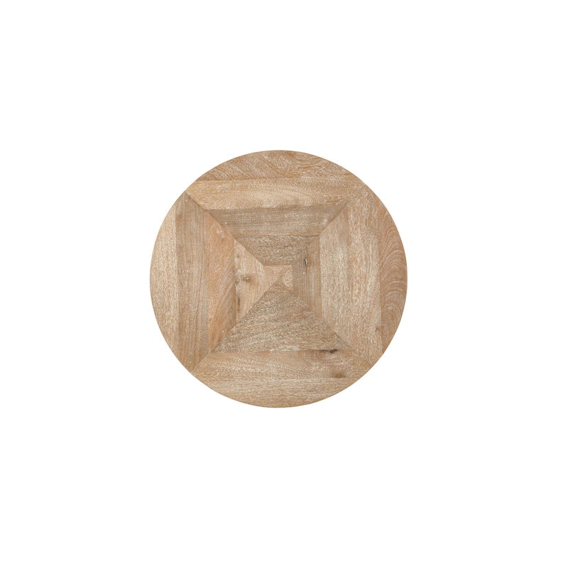 Fenway 22  Mango Solid Wood and Metal Round End Side Table - 22 inches long x 22 inches wide x 25 inches high