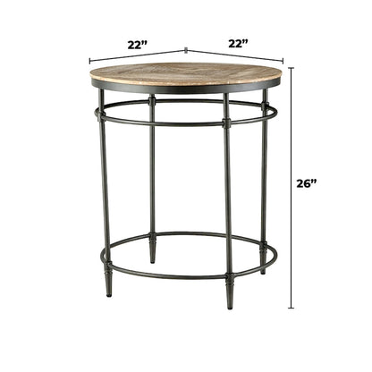 Fenway 22  Mango Solid Wood and Metal Round End Side Table - 22 inches long x 22 inches wide x 25 inches high