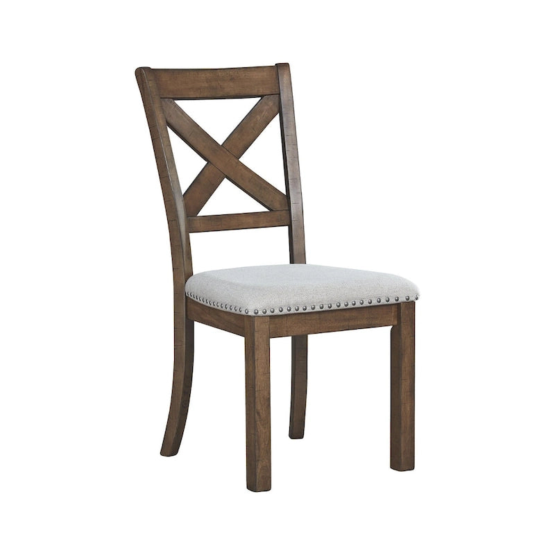 Moriville Beige Upholstered Nutmeg Finish Dining Side Chairs (Set of 2)