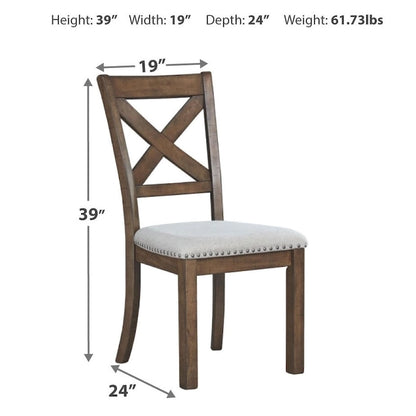 Moriville Beige Upholstered Nutmeg Finish Dining Side Chairs (Set of 2)