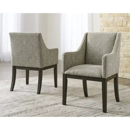 Burkhaus Dark Brown Dining Upholstered Arm Chair, Set of 2 - 21 W x 24 D x 36 H