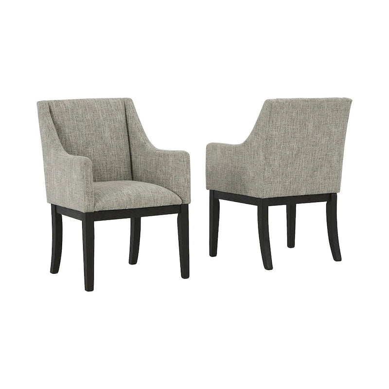 Burkhaus Dark Brown Dining Upholstered Arm Chair, Set of 2 - 21 W x 24 D x 36 H