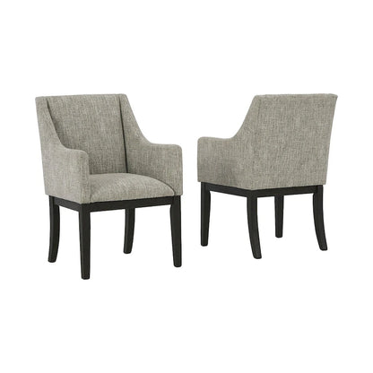 Burkhaus Dark Brown Dining Upholstered Arm Chair, Set of 2 - 21 W x 24 D x 36 H