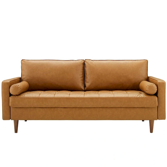 Turner Modern Tan Leather Upholstered Sofa