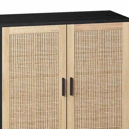 Functional 4-Door Rattan Decorative Storage Cabinet