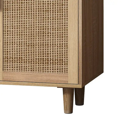 Functional 4-Door Rattan Decorative Storage Cabinet