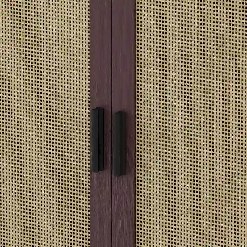 Functional 4-Door Rattan Decorative Storage Cabinet