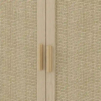 Functional 4-Door Rattan Decorative Storage Cabinet