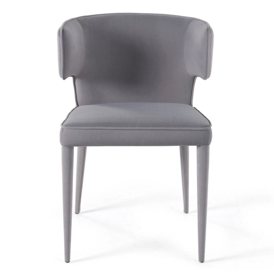Modrest Lucero Modern Grey Velvet Arm Dining Chair