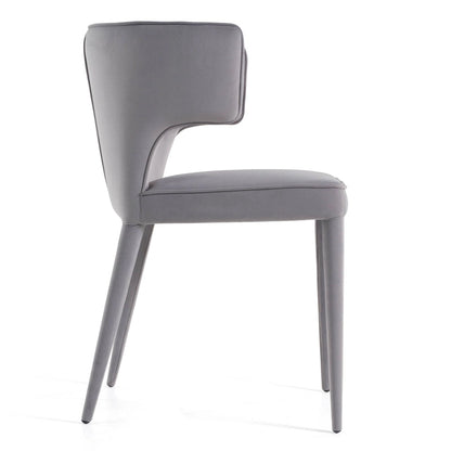 Modrest Lucero Modern Grey Velvet Arm Dining Chair