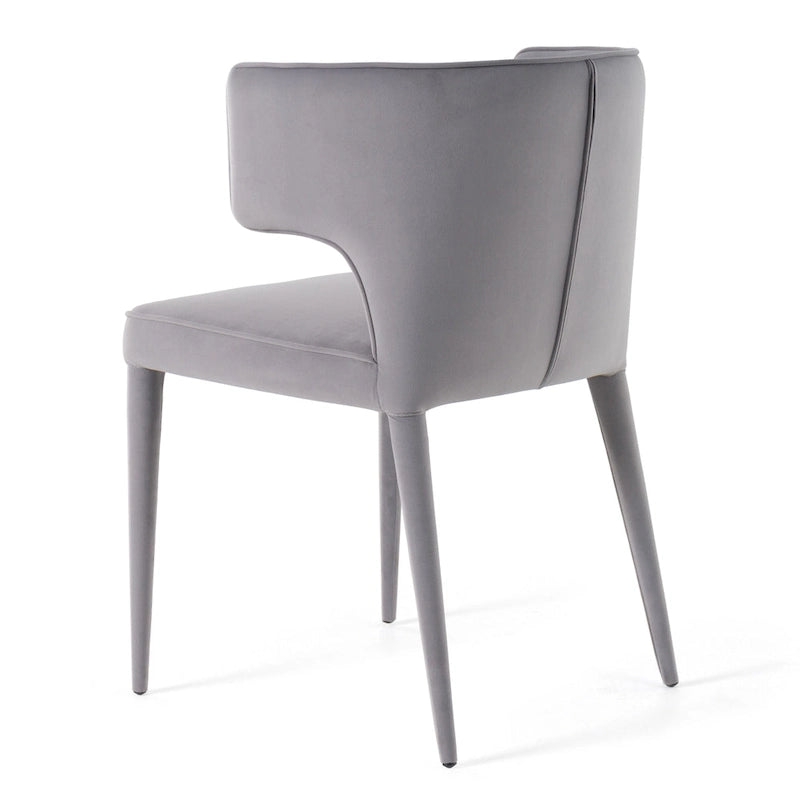 Modrest Lucero Modern Grey Velvet Arm Dining Chair
