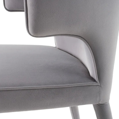 Modrest Lucero Modern Grey Velvet Arm Dining Chair