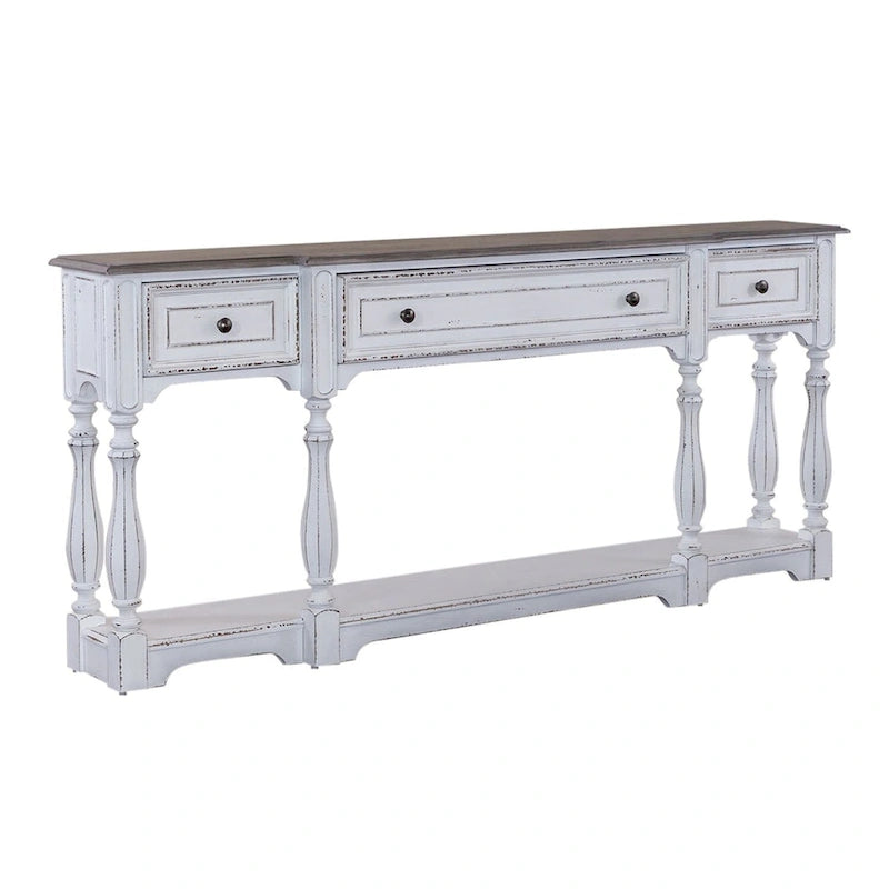 Magnolia Manor Antique White & Weathered Bark 72 Inch Hall Console Table