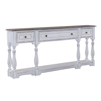 Magnolia Manor Antique White & Weathered Bark 72 Inch Hall Console Table