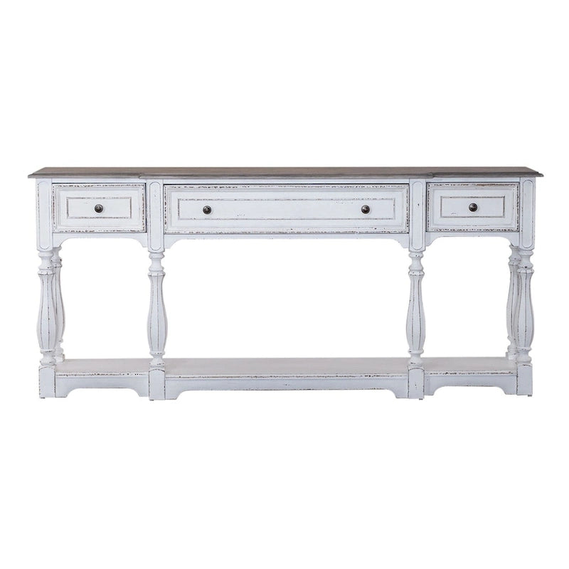 Magnolia Manor Antique White & Weathered Bark 72 Inch Hall Console Table