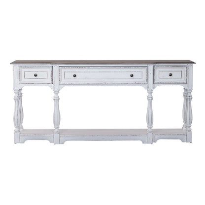 Magnolia Manor Antique White & Weathered Bark 72 Inch Hall Console Table