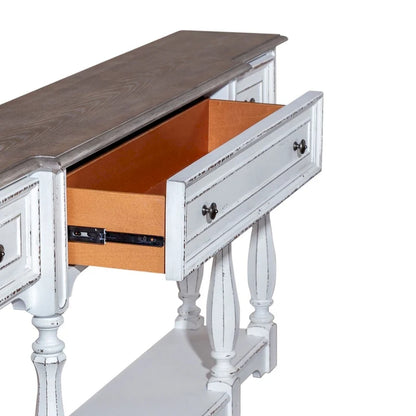 Magnolia Manor Antique White & Weathered Bark 72 Inch Hall Console Table