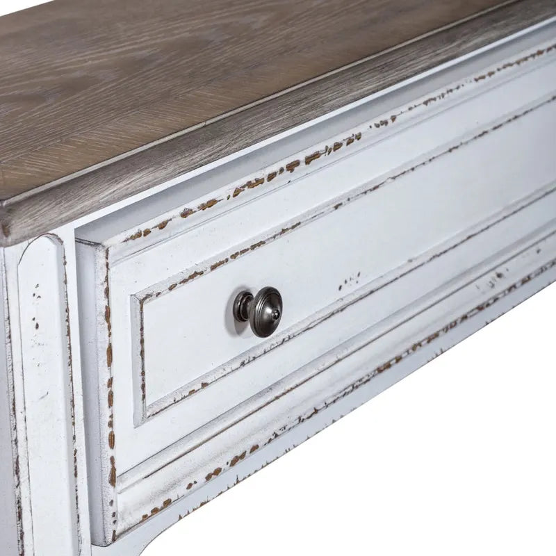 Magnolia Manor Antique White & Weathered Bark 72 Inch Hall Console Table