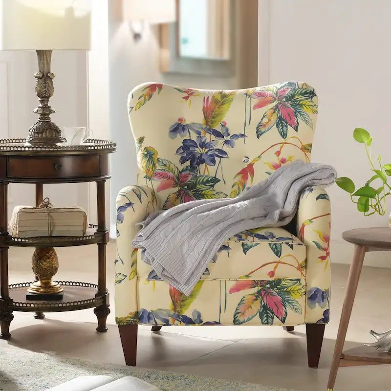 Palma 32  Floral Upholstered Arm Chair by Jennifer Taylor Home