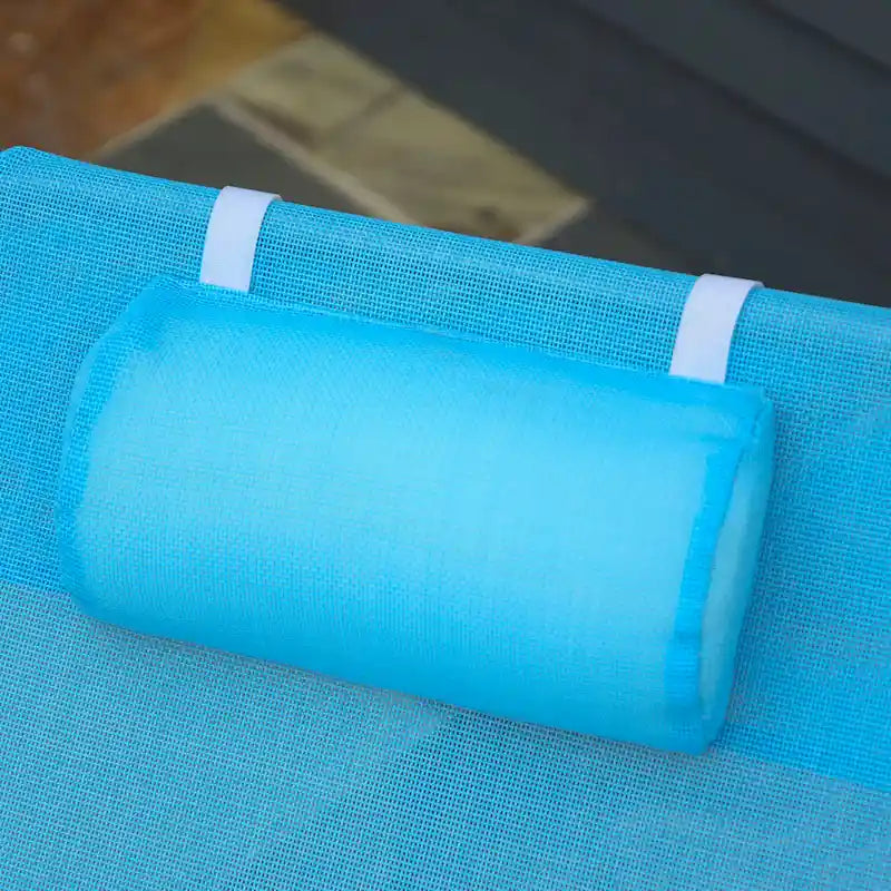 Lettino Prendisole Portatile Outsunny, Sedia a Sdraio Pieghevole con Schienale Regolabile e Cuscino per Spiaggia, Piscina e Patio, Blu