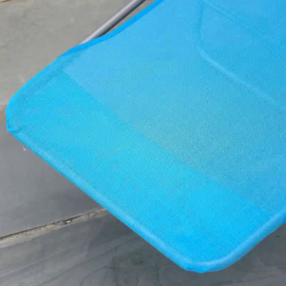 Lettino Prendisole Portatile Outsunny, Sedia a Sdraio Pieghevole con Schienale Regolabile e Cuscino per Spiaggia, Piscina e Patio, Blu