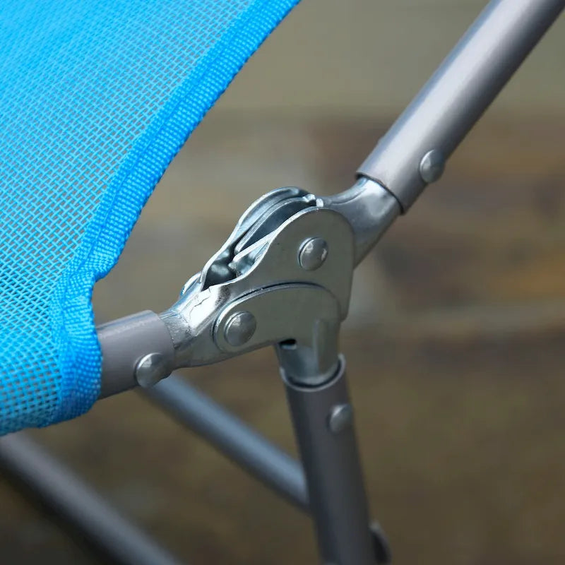 Lettino Prendisole Portatile Outsunny, Sedia a Sdraio Pieghevole con Schienale Regolabile e Cuscino per Spiaggia, Piscina e Patio, Blu