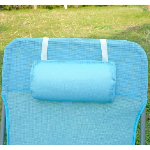 Lettino Prendisole Portatile Outsunny, Sedia a Sdraio Pieghevole con Schienale Regolabile e Cuscino per Spiaggia, Piscina e Patio, Blu