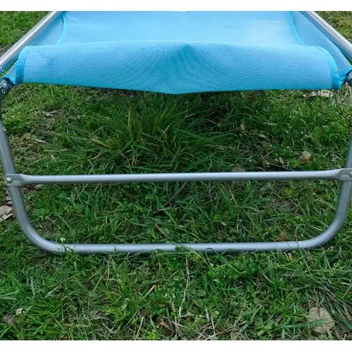 Lettino Prendisole Portatile Outsunny, Sedia a Sdraio Pieghevole con Schienale Regolabile e Cuscino per Spiaggia, Piscina e Patio, Blu