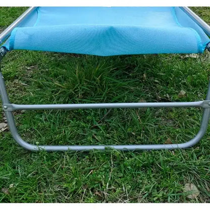 Lettino Prendisole Portatile Outsunny, Sedia a Sdraio Pieghevole con Schienale Regolabile e Cuscino per Spiaggia, Piscina e Patio, Blu