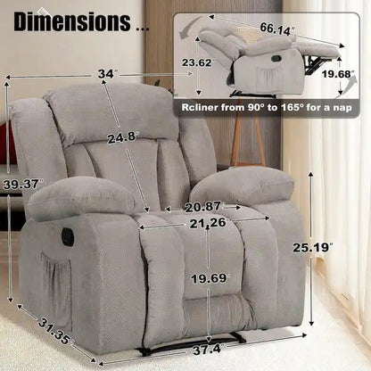 Super Comfortable Standard Size Heating and Massage Recliner Chair
